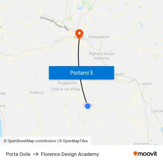 Porta Ovile to Florence Design Academy map