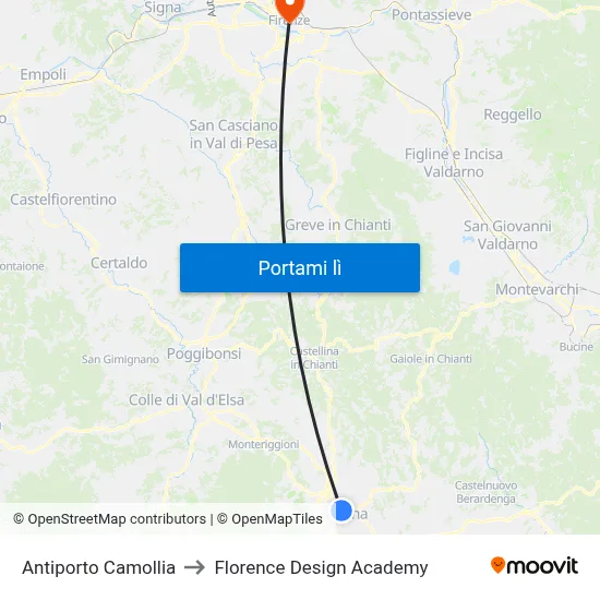 Antiporto Camollia to Florence Design Academy map
