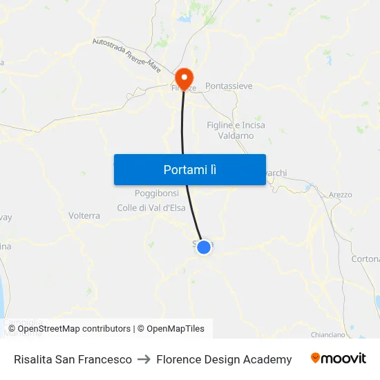 Risalita San Francesco to Florence Design Academy map