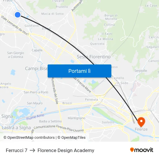 Ferrucci 7 to Florence Design Academy map