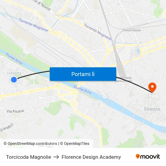 Torcicoda Magnolie to Florence Design Academy map