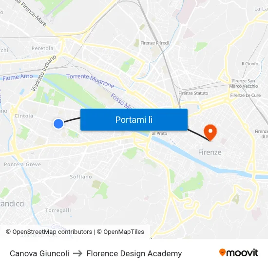 Canova Giuncoli to Florence Design Academy map