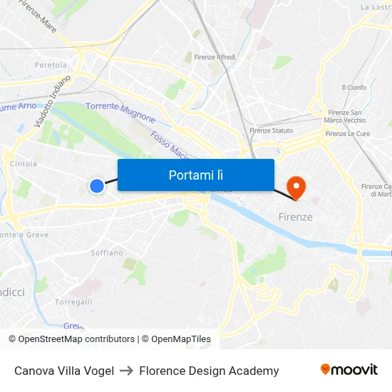 Canova Villa Vogel to Florence Design Academy map