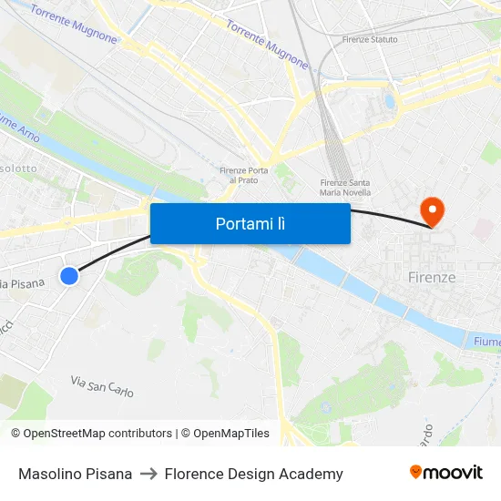 Masolino Pisana to Florence Design Academy map