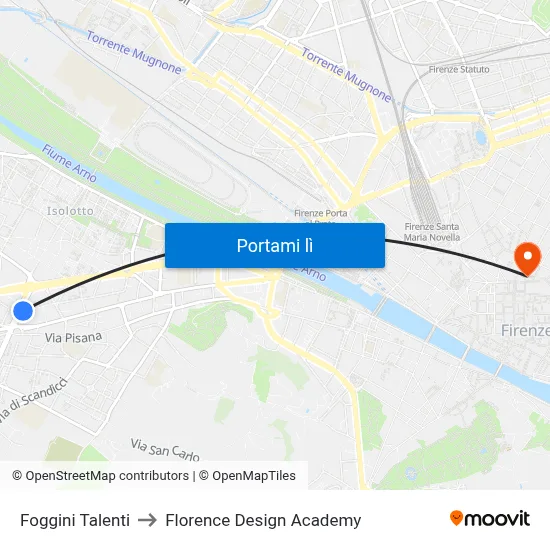 Foggini Talenti to Florence Design Academy map