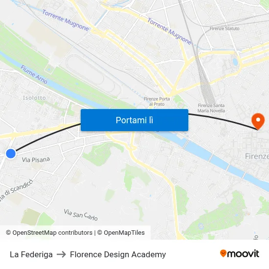 La Federiga to Florence Design Academy map