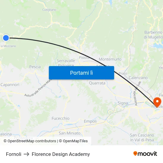 Fornoli to Florence Design Academy map