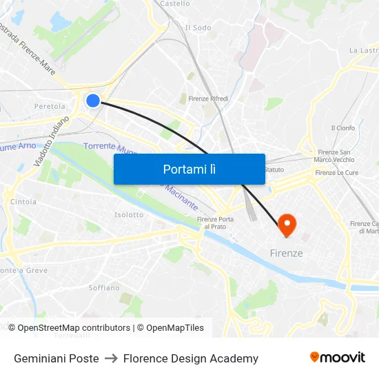 Geminiani Poste to Florence Design Academy map