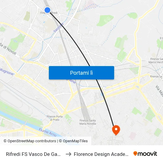 Rifredi FS Vasco De Gama to Florence Design Academy map