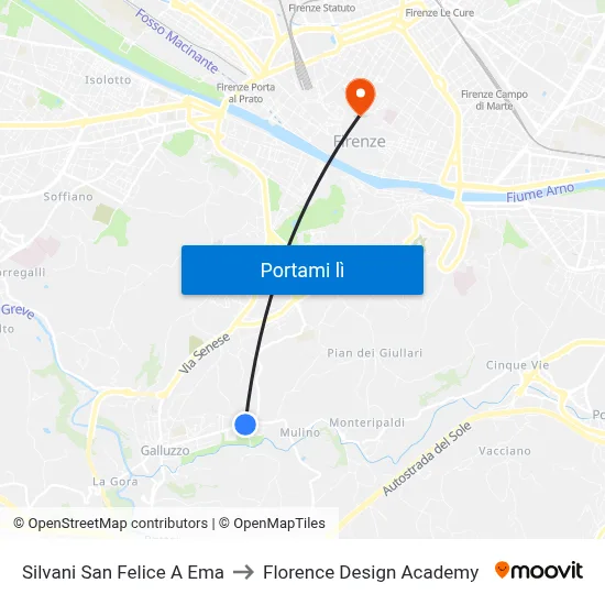 Silvani San Felice A Ema to Florence Design Academy map