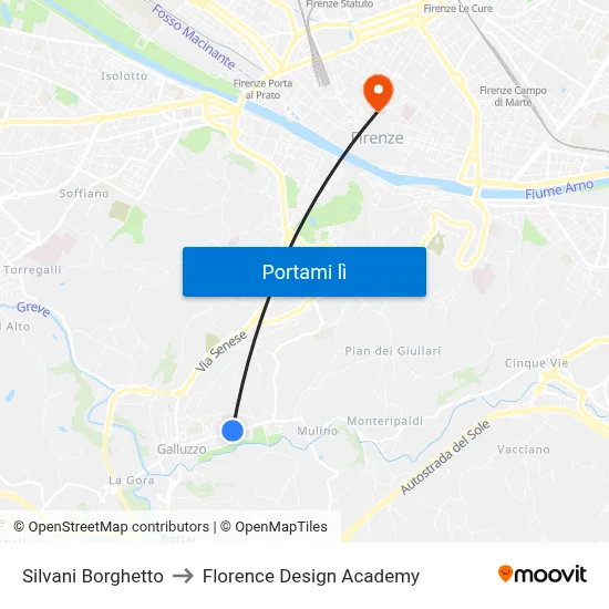 Silvani Borghetto to Florence Design Academy map
