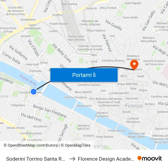 Soderini Torrino Santa Rosa to Florence Design Academy map