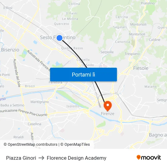 Piazza Ginori to Florence Design Academy map