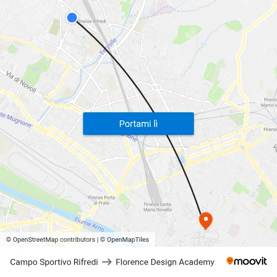 Campo Sportivo Rifredi to Florence Design Academy map