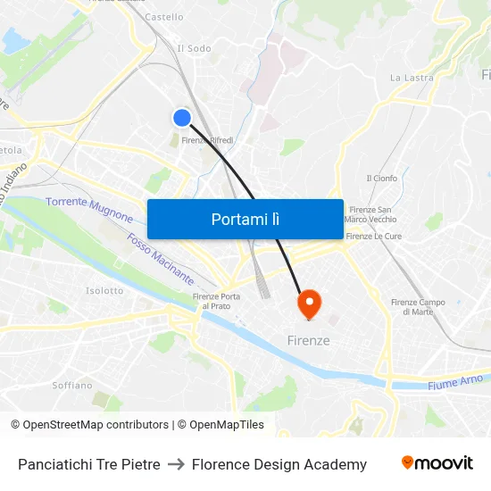 Panciatichi Tre Pietre to Florence Design Academy map