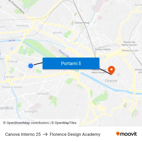 Canova Interno 25 to Florence Design Academy map