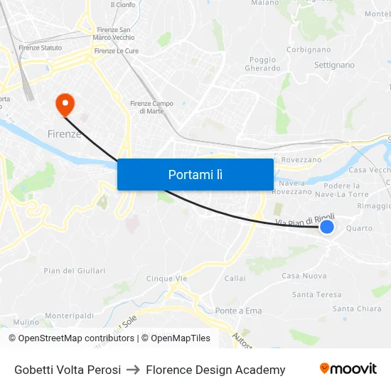 Gobetti Volta Perosi to Florence Design Academy map