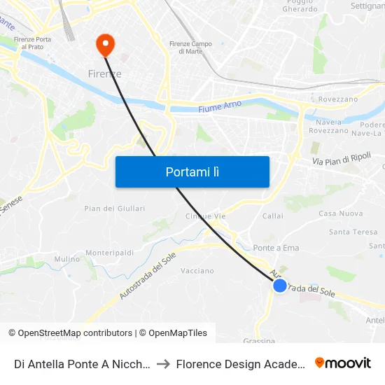 Di Antella Ponte A Niccheri to Florence Design Academy map