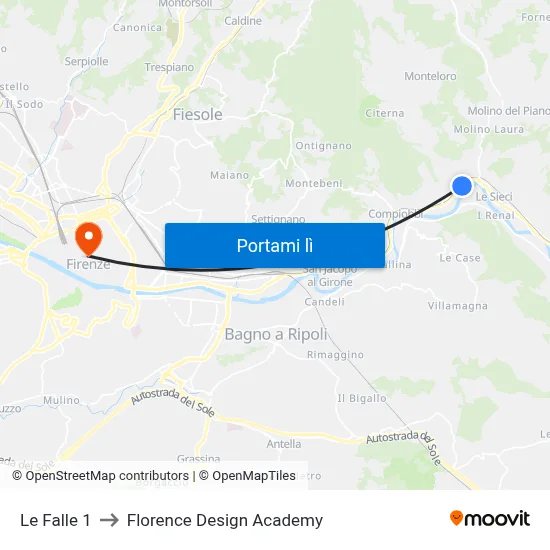 Le Falle 1 to Florence Design Academy map