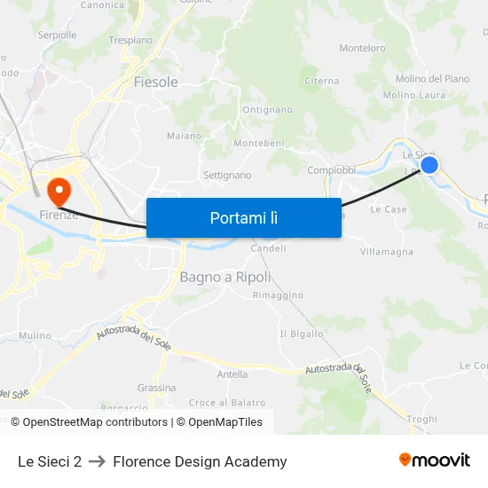 Le Sieci 2 to Florence Design Academy map