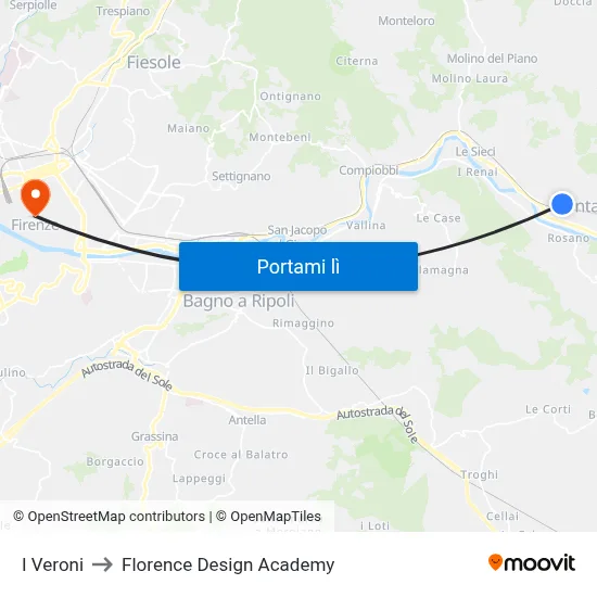 I Veroni to Florence Design Academy map