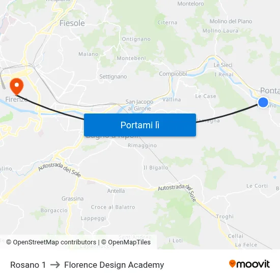 Rosano 1 to Florence Design Academy map