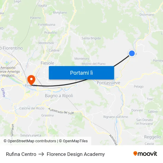 Rufina Centro to Florence Design Academy map