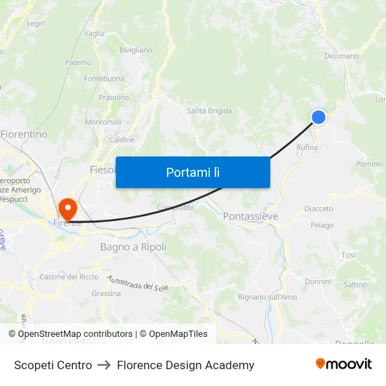 Scopeti Centro to Florence Design Academy map