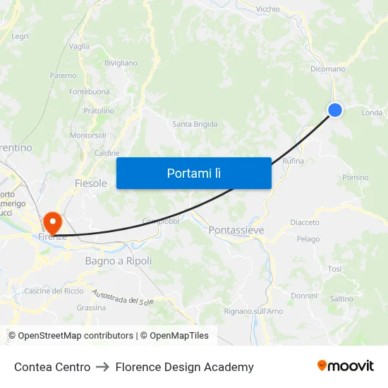 Contea Centro to Florence Design Academy map