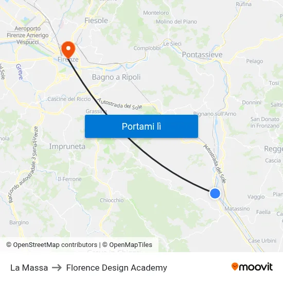 La Massa to Florence Design Academy map
