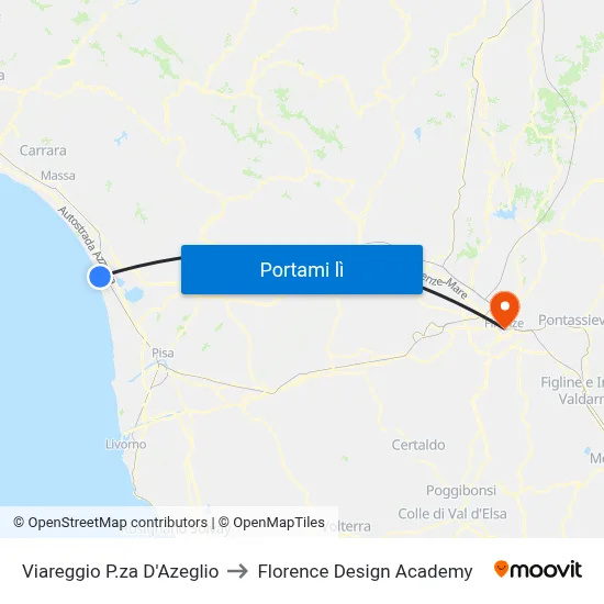 Viareggio P.za D'Azeglio to Florence Design Academy map