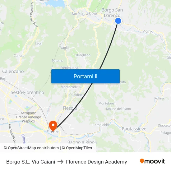 Borgo S.L. Via Caiani to Florence Design Academy map