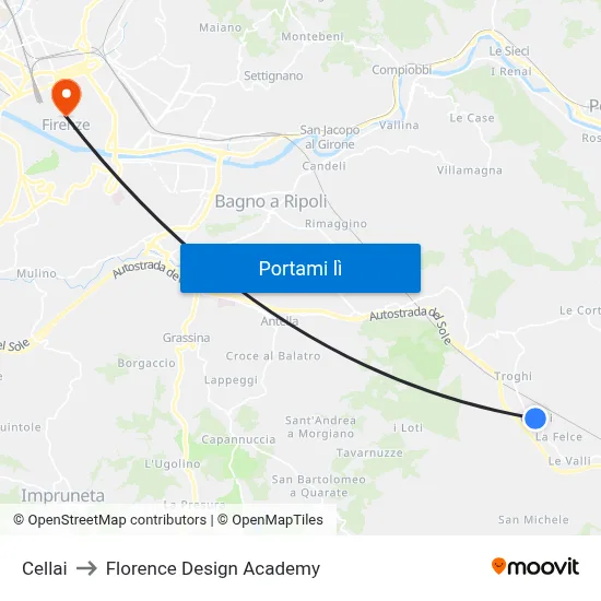 Cellai to Florence Design Academy map