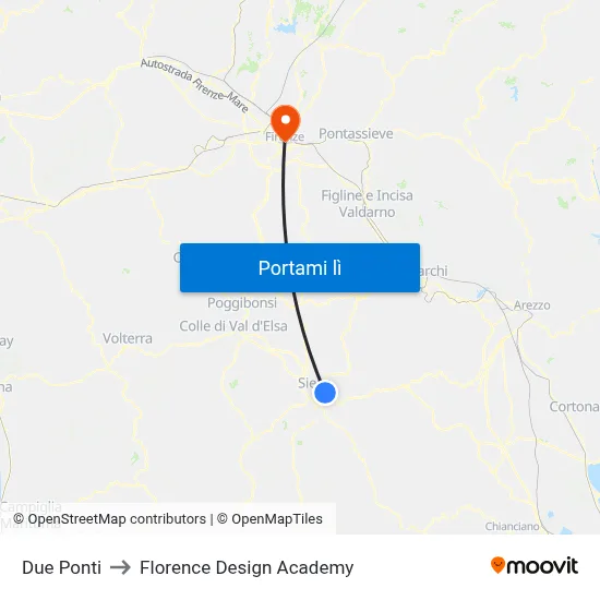 Due Ponti to Florence Design Academy map