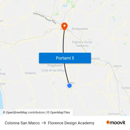 Colonna San Marco to Florence Design Academy map