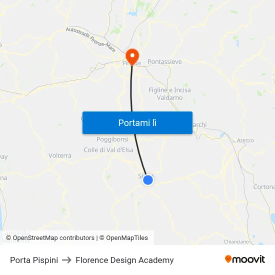 Porta Pispini to Florence Design Academy map