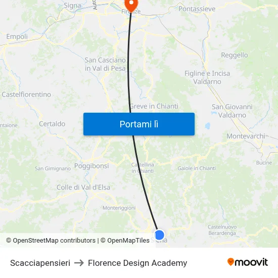 Scacciapensieri to Florence Design Academy map