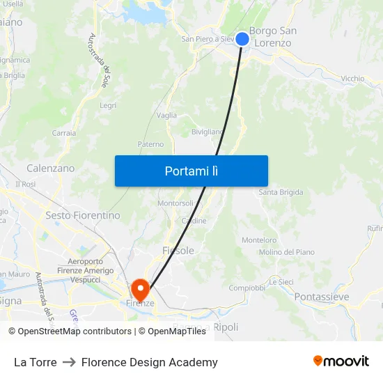 La Torre to Florence Design Academy map