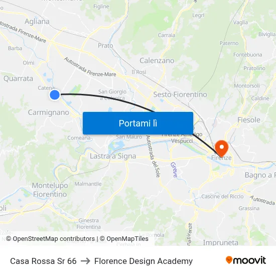 Casa Rossa Sr 66 to Florence Design Academy map