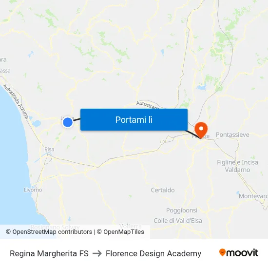 Regina Margherita FS to Florence Design Academy map