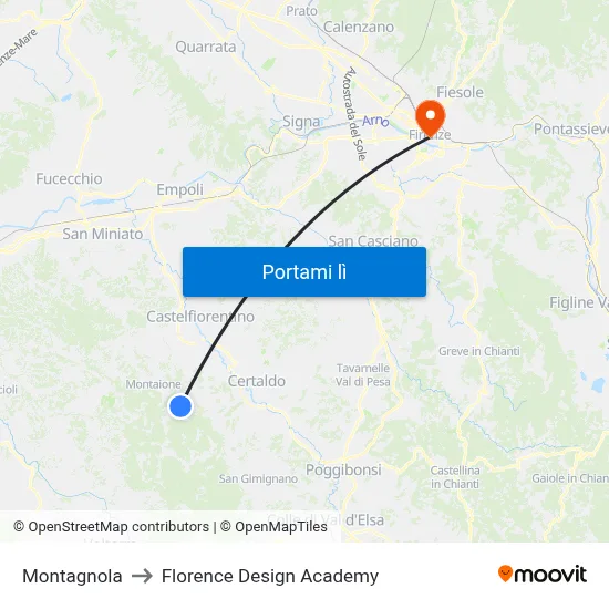 Montagnola to Florence Design Academy map