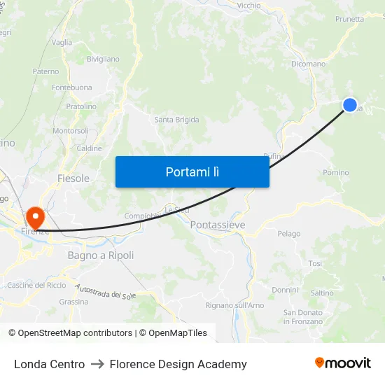 Londa Centro to Florence Design Academy map