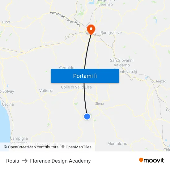 Rosia to Florence Design Academy map
