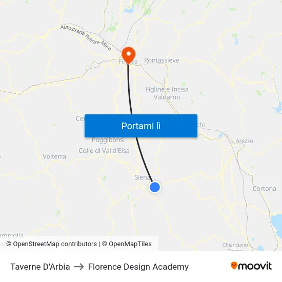 Taverne D'Arbia to Florence Design Academy map