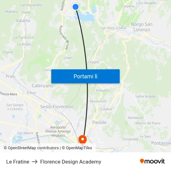 Le Fratine to Florence Design Academy map