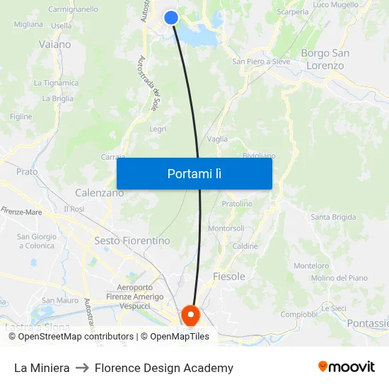 La Miniera to Florence Design Academy map