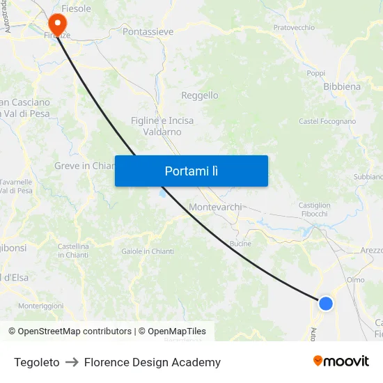 Tegoleto to Florence Design Academy map