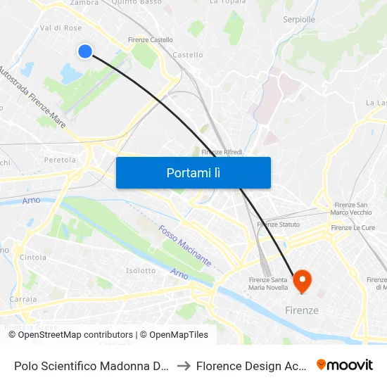 Polo Scientifico Madonna Del Piano to Florence Design Academy map