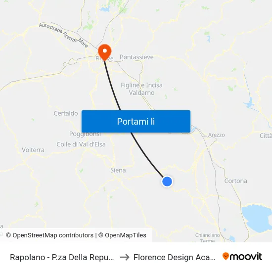 Rapolano - P.za Della Repubblica to Florence Design Academy map