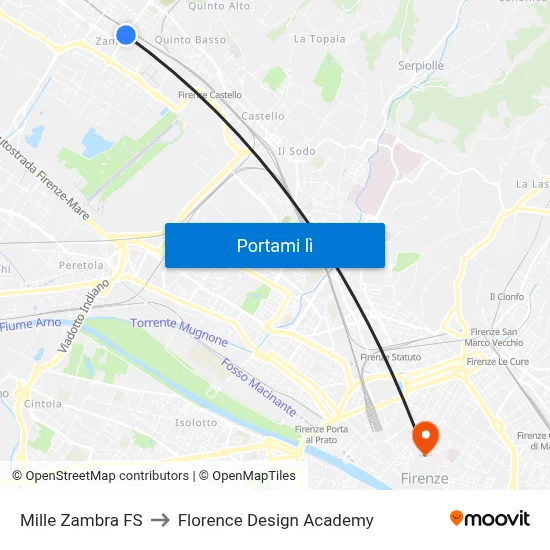 Mille Zambra FS to Florence Design Academy map